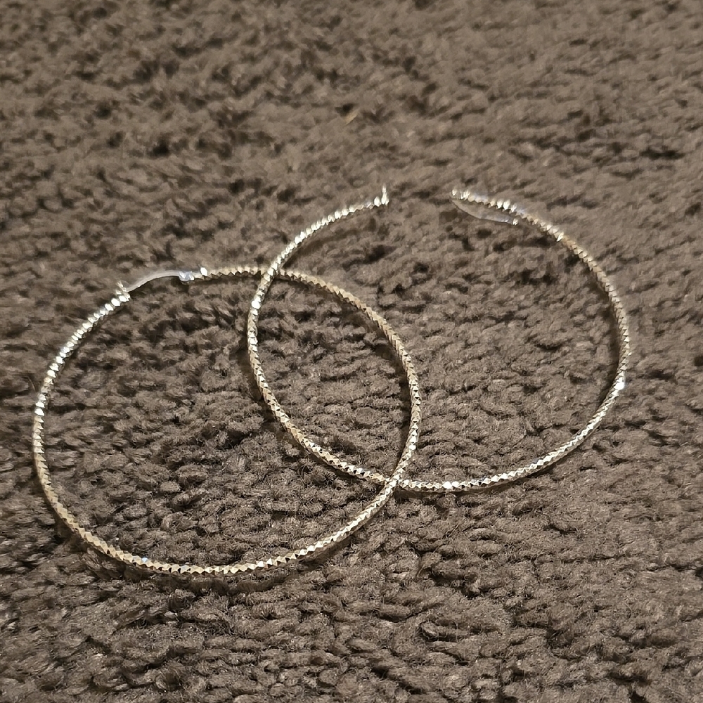 Elegant Sterling Silver 925 Hoop Earrings 50mm